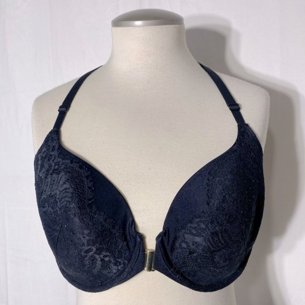 SOLD-La Senza So Free Black Lace Racerback Front Closure Bra 34DD